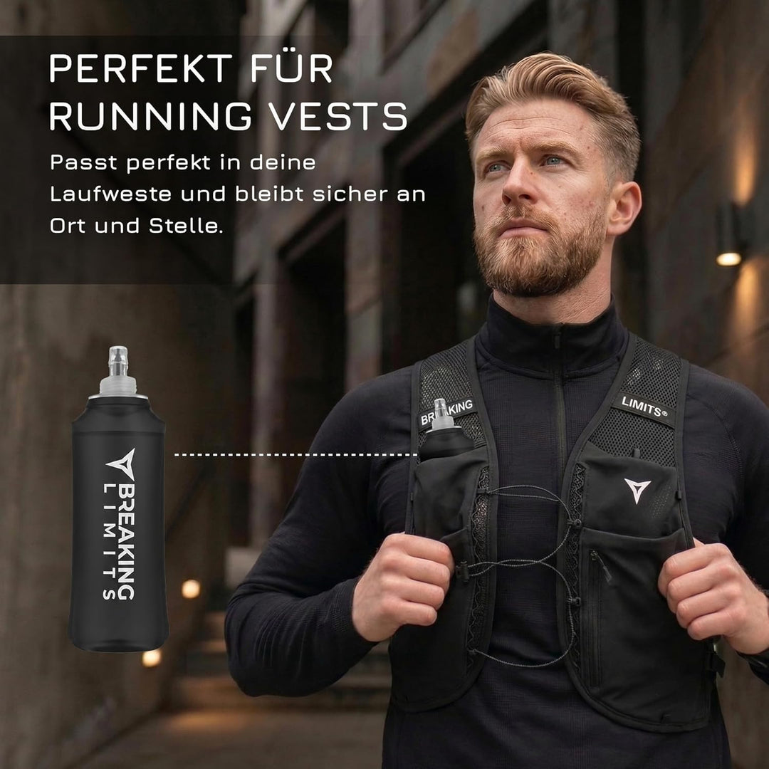BREAKING LIMITS Soft Flask 500ml - Trinkflasche Faltbar - Faltbare Softflask für Laufweste, Laufen &