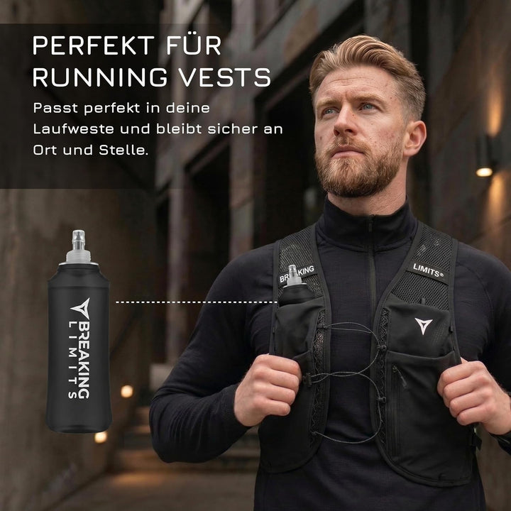 BREAKING LIMITS Soft Flask 500ml - Trinkflasche Faltbar - Faltbare Softflask für Laufweste, Laufen &