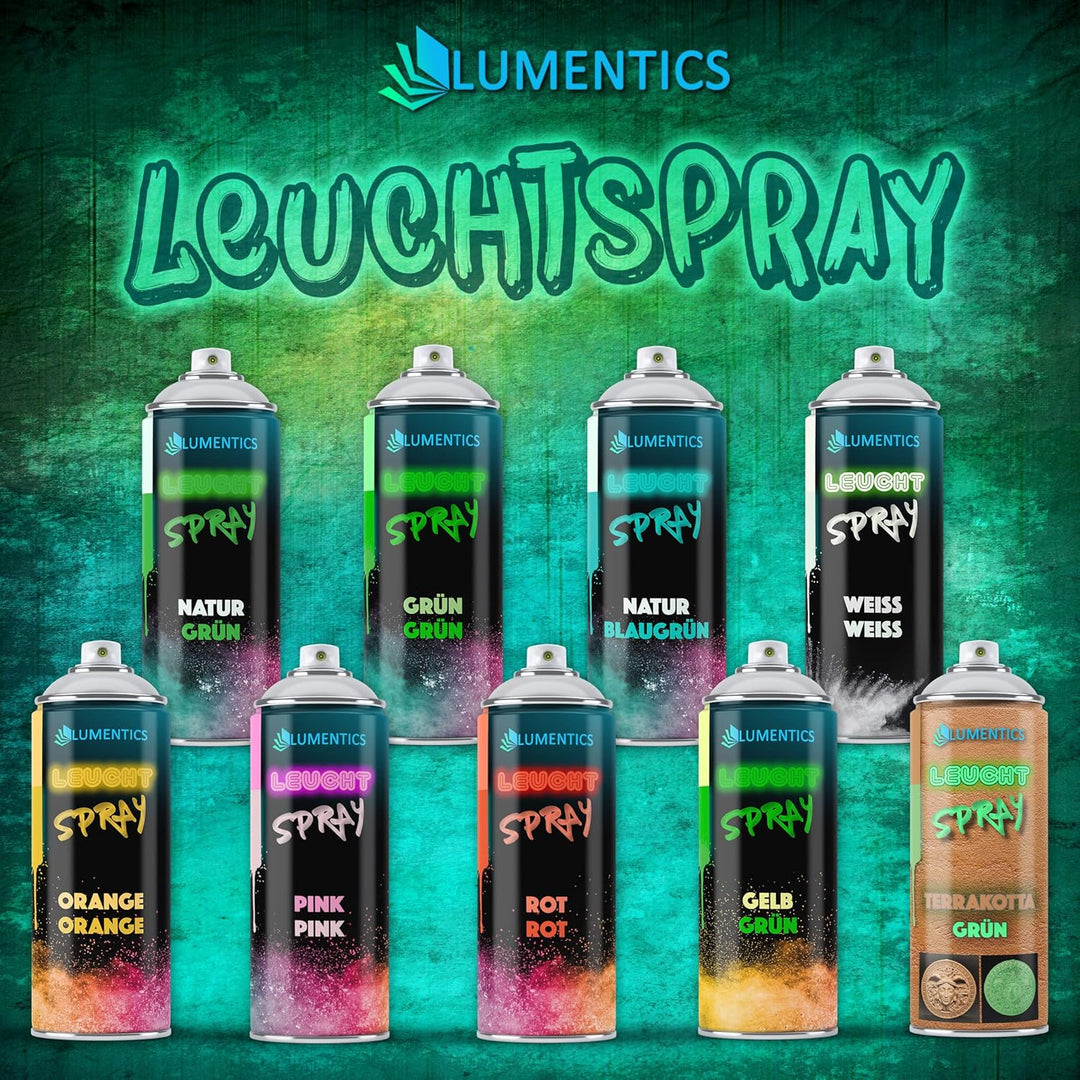 LUMENTICS Leuchtspray Blau-Blau - Farbspray mit Nachleuchteffekt - Leuchtet im Dunkeln - Aus Deutsch