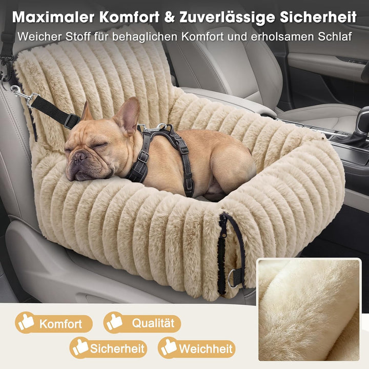 MIXJOY Hunde Autositz für kleine bis mittlere Hunde, Waschbarer Ansteckbare Leine verdickter Memory-