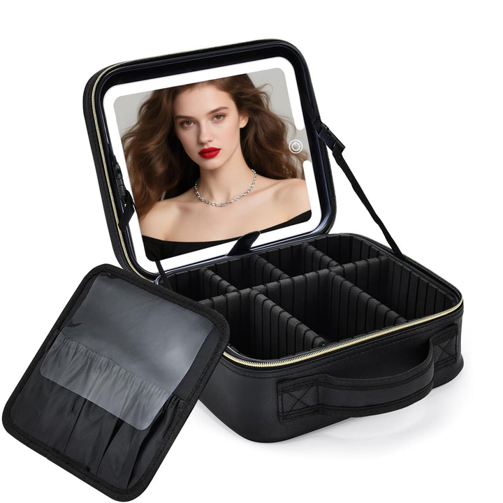 Kosmetikkoffer mit Beleuchtetem Spiegel Schminktasche Make up Tasche Make up Koffer Reise Kosmetikta