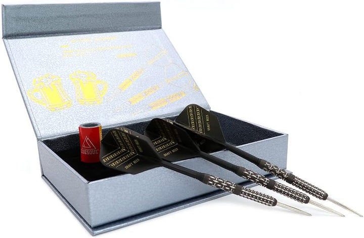 CUESOUL Steel Tip 90% Tungsten Dart Set mit Ölfarbe Finish und ROST Flights 23g Fassbier-1, 23g Fass