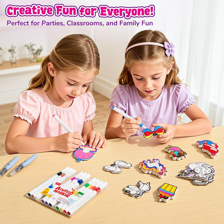 JoyCat 3D Kunst-Set, Prinzessinnen & Einhörner Magic Puffy Paint Kit, Bastelset Kinder 4 5 6 7 8 9 1