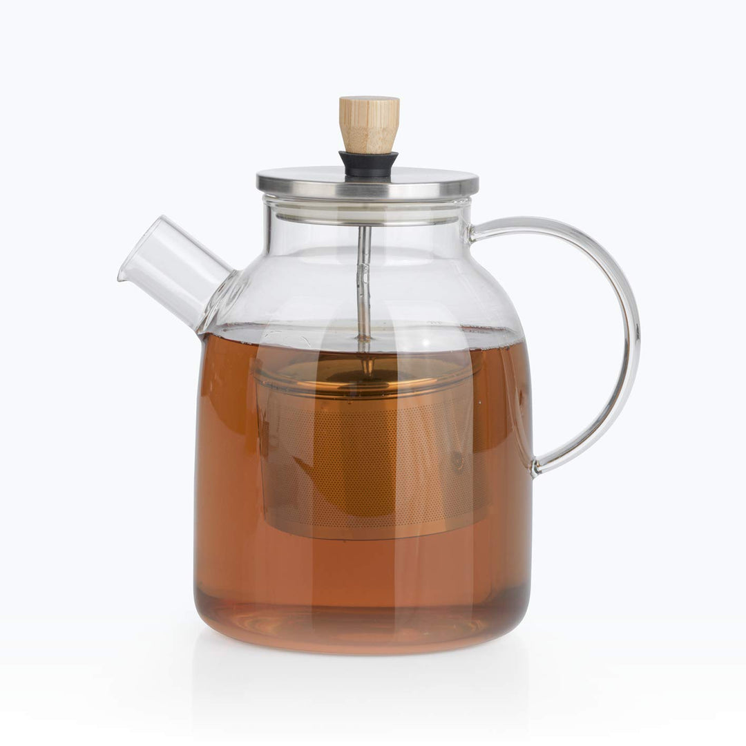 BEEM TEEKANNE Glaskanne mit Siebeinsatz - 1,5 l | Teekanne Glas | Sieb Edelstahl mit Hebefunktion |