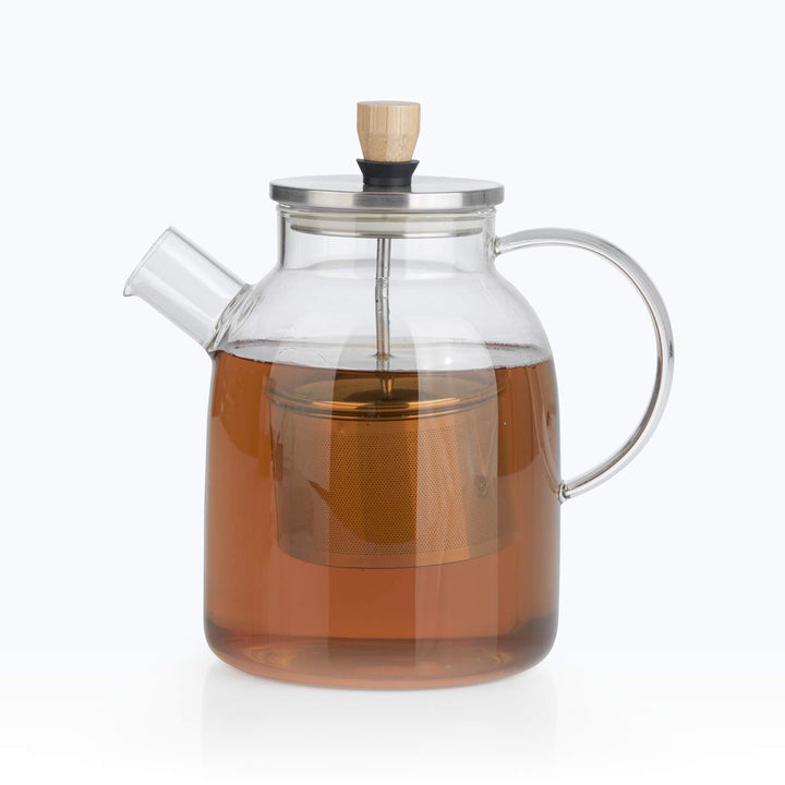 BEEM TEEKANNE Glaskanne mit Siebeinsatz - 1,5 l | Teekanne Glas | Sieb Edelstahl mit Hebefunktion |