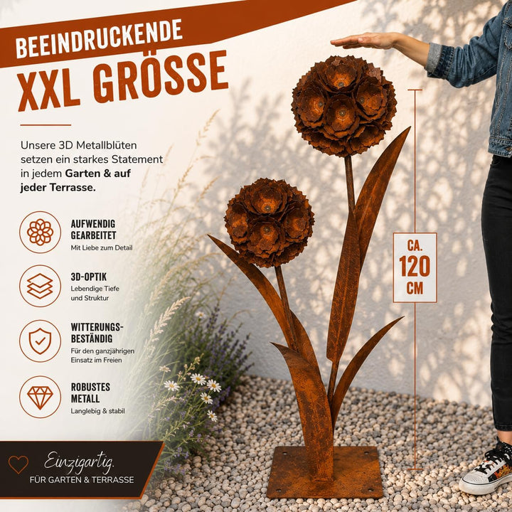 Terma Rost 3D Pusteblume XXL 120cm Höhe Pusteblume Gartendeko rost Gartenfigur gross Metallfigur Gar