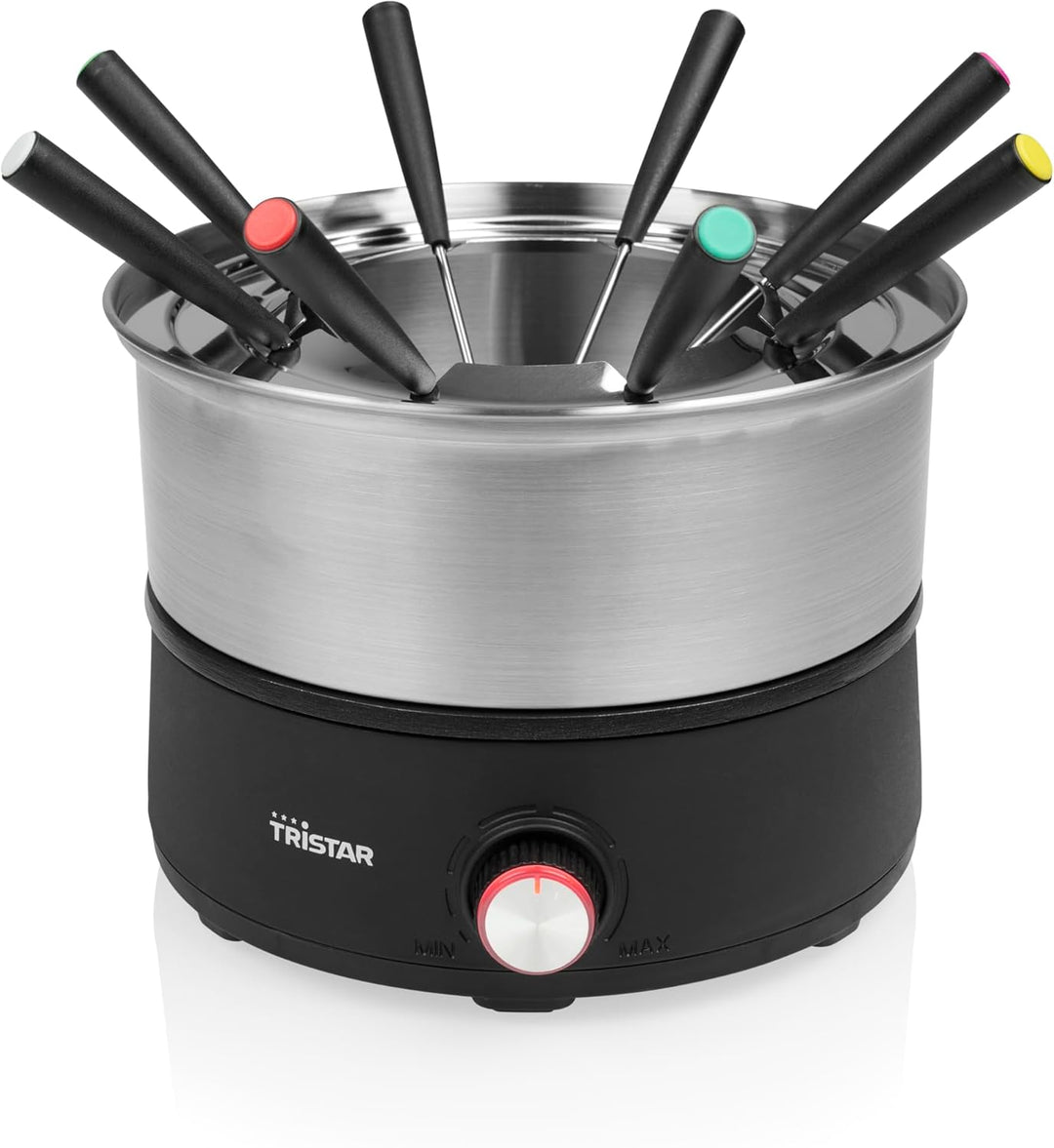 Tristar Fondue-Set, 1,5 L Edelstahl, 2-in-1 mit Crêpe-Funktion, PFAS-frei, Spülmaschinenfeste Teile,