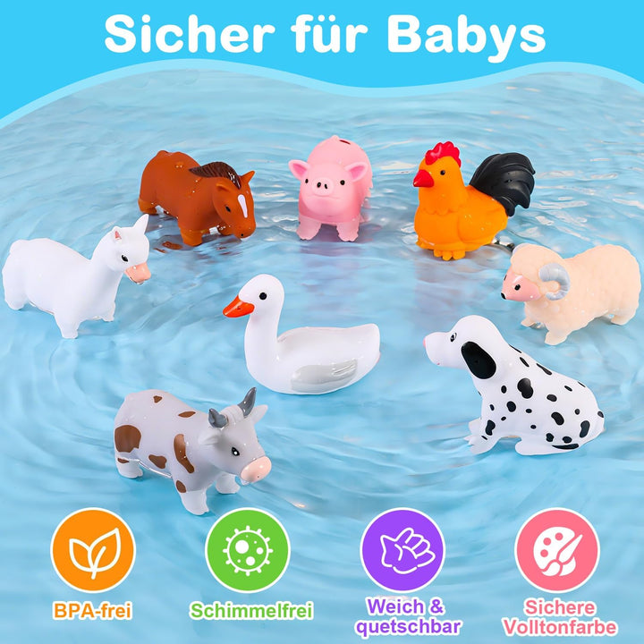 Badewannenspielzeug - Badespielzeug Baby ab 1 2 3 Jahre, 8 Stück Wasserspielzeug Kinder Badewannen S