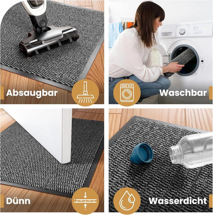 Saubere Schuhe Dank saugstarkem Stoff (robust) perfekte Grösse Grau in 40x60cm - Fussmatte innen, Fu