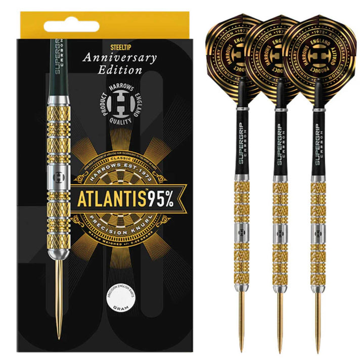 Harrows Steel Darts Atlantis 50 Years Golden Anniversary Edition 95% Tungsten Steeltip Dart Steeldar