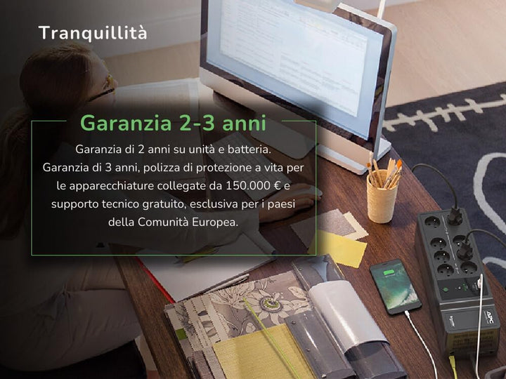 USV APC für zu Hause, USV-Backup-Akku 1050VA mit AVR, 8X UNEL Steckdosen, (2) USB-Ladeanschlüsse, Ba