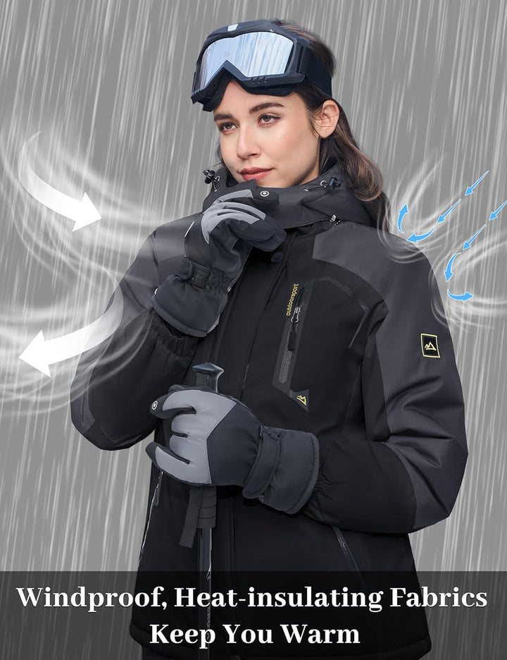 MAGCOMSEN Winterjacke Damen Softshell Funktionsjacke Wasserabweisende Outdoor Ski Jacke Fleece Windd