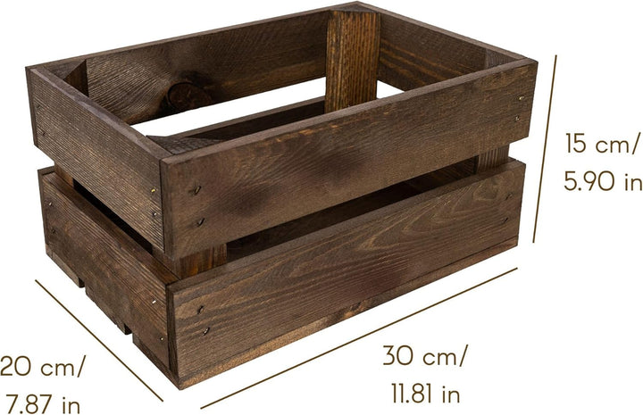 Creative Deco 3 x Kleine Holzkiste Wenge | 30 x 20 x 15 cm | Weinkisten Set Obstkiste Holz | Geschli