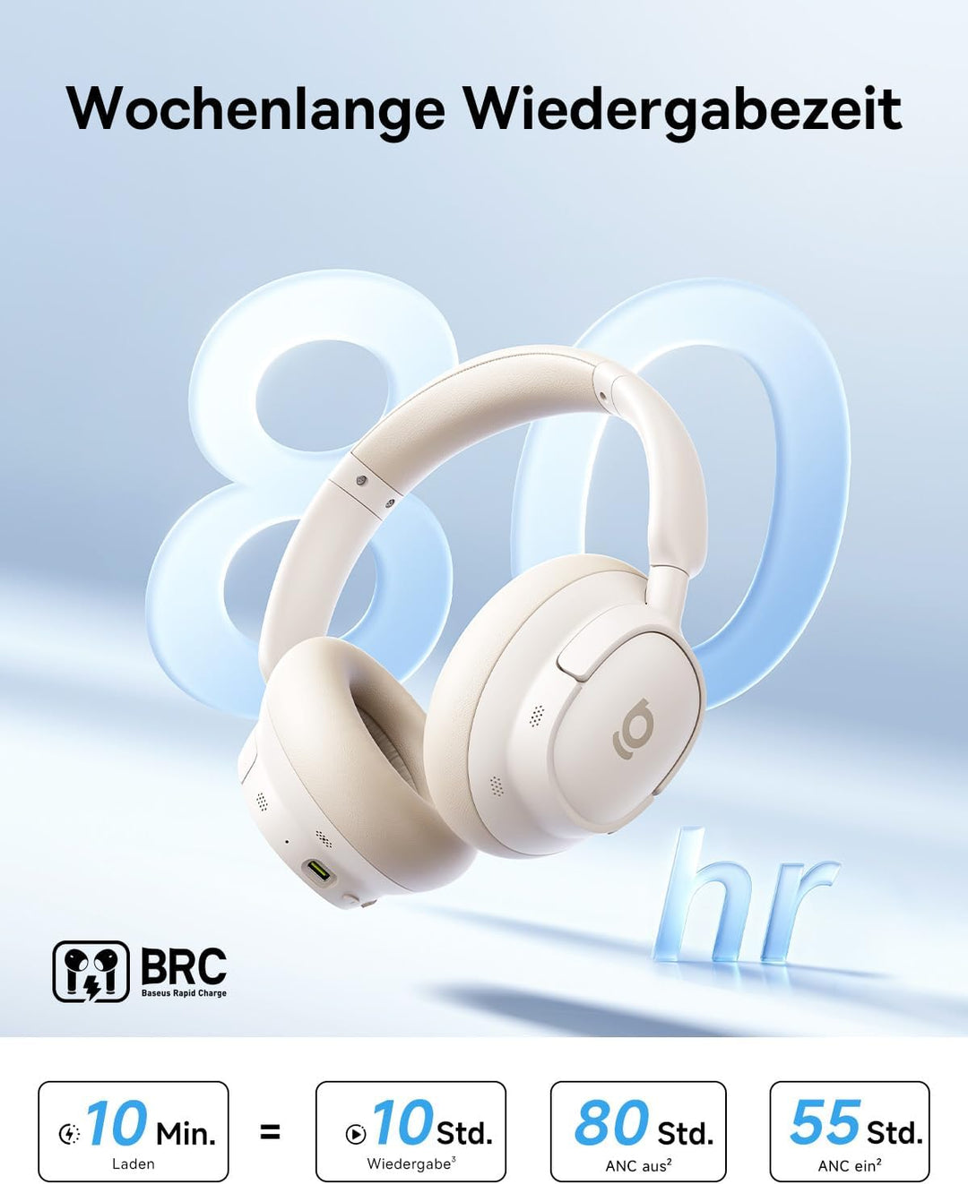 Baseus BH1 NC Lite Bluetooth Kopfhörer, Over-Ear-Kopfhörer mit Active Noise Cancelling, tiefer Bass,