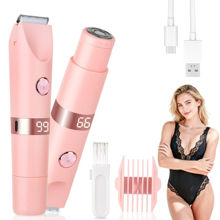 Damenrasierer Elektrisch &amp; Bikini Trimmer 2-in-1 mit LED Digitalanzeige, IPX7 wasserdicht, Nass- &amp; T