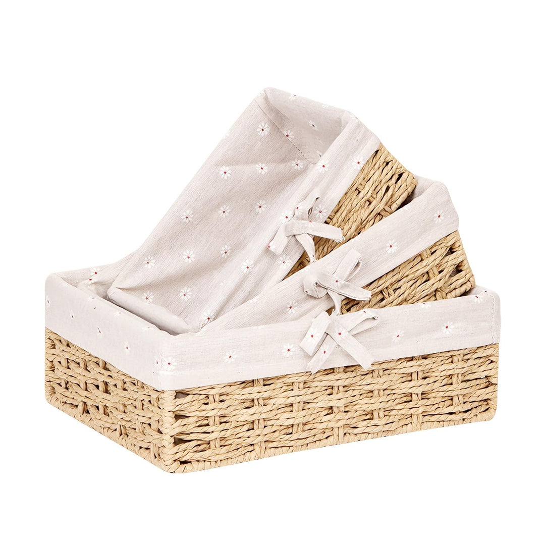 3er Set Brötchenkorb, Scandi Style Aufbewahrungskorb Geflochten Brotkörbchen Körbchen Rattan Korb Br