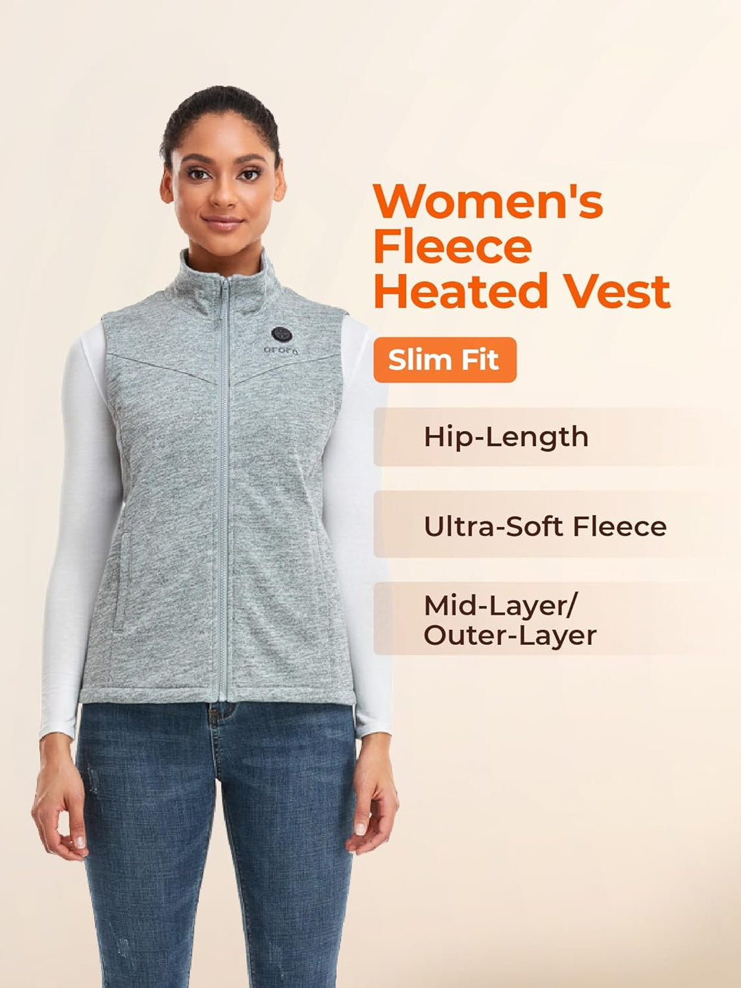 ORORO Beheizbare Weste Fleece Damen Beheizte Fleeceweste mit Powerbank Heizweste Damen - Ladegerät N