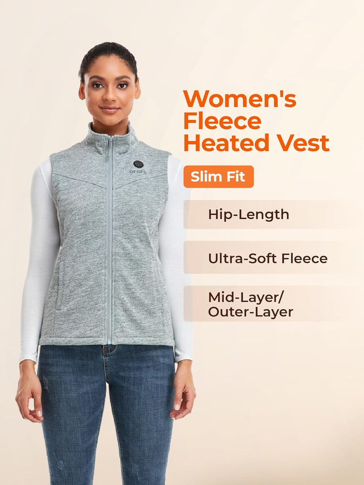 ORORO Beheizbare Weste Fleece Damen Beheizte Fleeceweste mit Powerbank Heizweste Damen - Ladegerät N