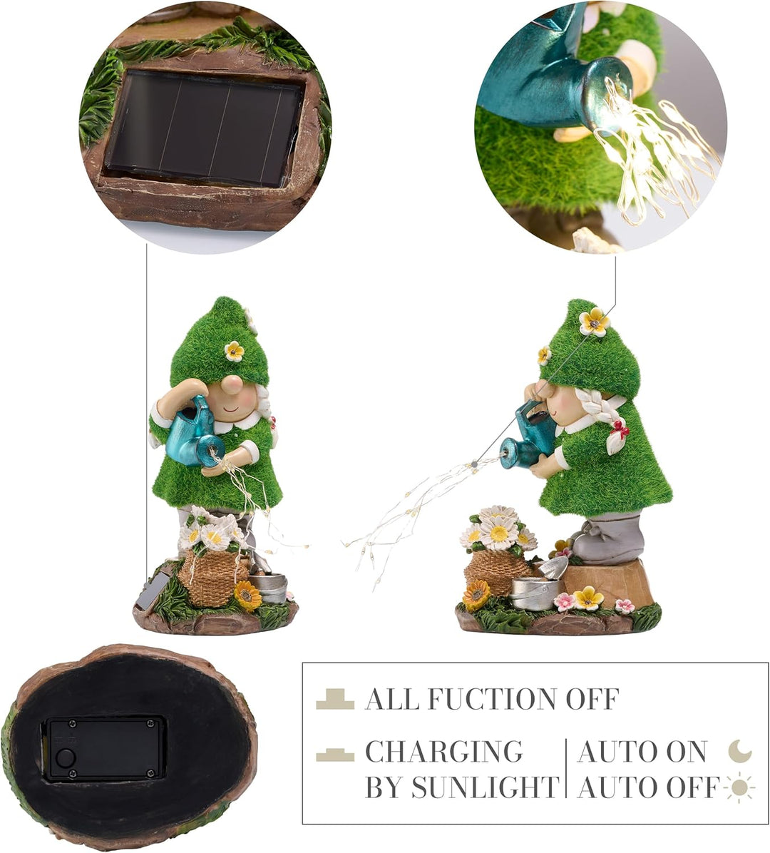 TERESA'S COLLECTIONS Gartenzwerge Gartendeko für Draussen,20cm Wetterfest Figur mit Solarleuchte,Blu