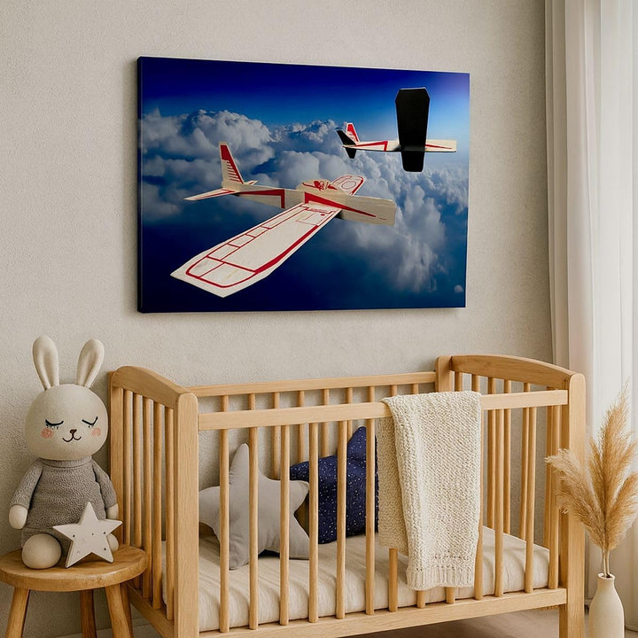 Bilder auf Leinwand 100x70cm Leinwandbild Segelflugzeuge fliegen hoch Modell Gross Wanddeko Bild Sch