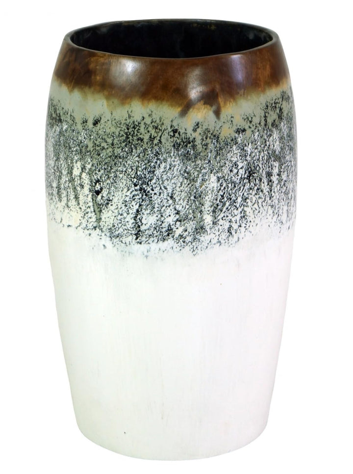GURU SHOP Vase, Übertopf, Pflanzgefäss aus Palmholz, Grösse: Klein 37x18x18 cm, Vasen & Blumentöpfe
