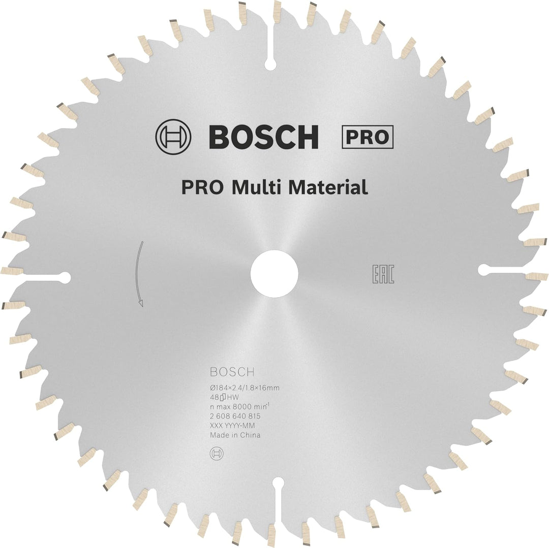 Bosch Professional Zubehör 2608640815 Kreissägeblatt Multi Material 184 x 16 x 2,4 mm, 48, 184 x 16