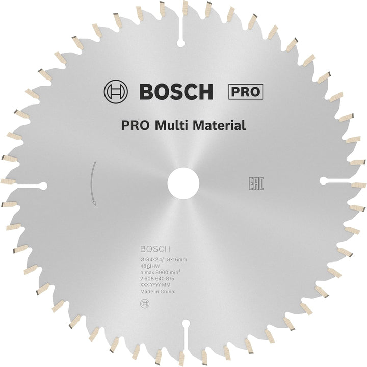 Bosch Professional Zubehör 2608640815 Kreissägeblatt Multi Material 184 x 16 x 2,4 mm, 48, 184 x 16