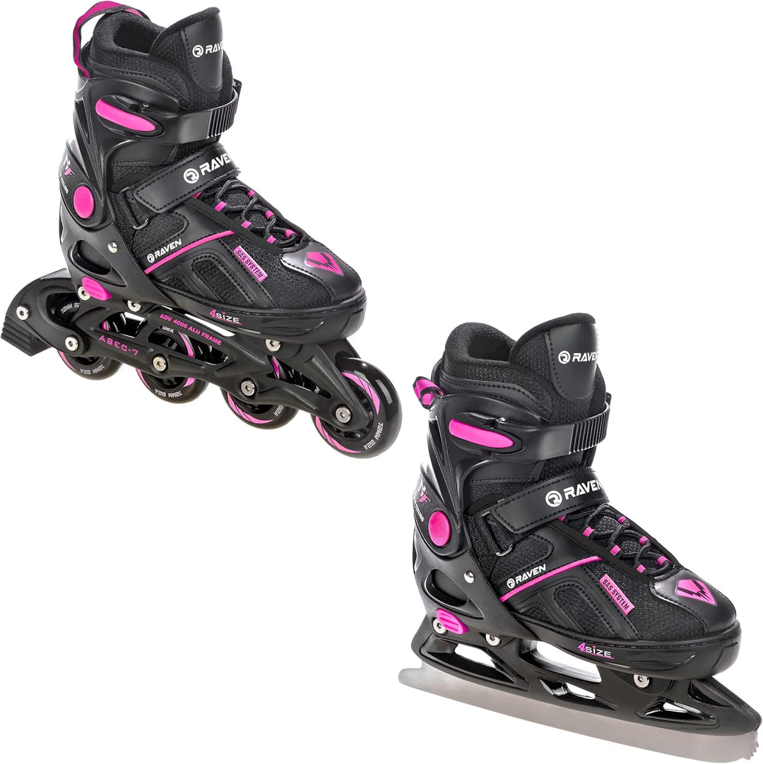Raven 3in1 Verstellbare Inline Skates Allure - Inliner Triskates - Rollschuhe - Kugellager Abec7 - D