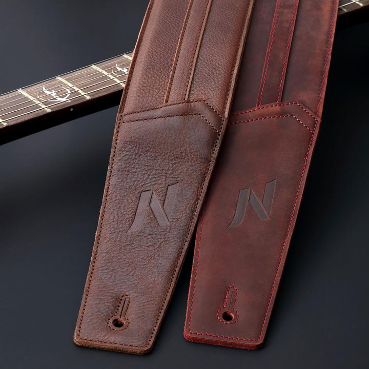 Nefelibata 3" Gitarrengurt, weiches italienisches Vollrindsleder, mit Schaumstoffpolsterung und Kabe