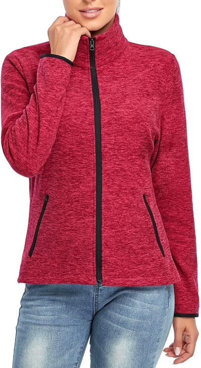 Soneven Fleecejacke Damen, Damen Fleece Jacke mit Durchgehendem Reissverschluss Langärmlig Leicht Fu