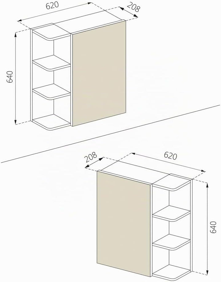 Vicco Bad Spiegelschrank Fynn, Weiss, 62 x 64 cm Weiss 62 x 64 cm, Weiss 62 x 64 cm
