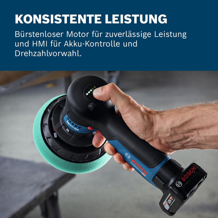 Bosch Professional 12V System Akku-Polierer GPX 12V-125 (inkl. Baretool mit montiertem 125 mm Klett-
