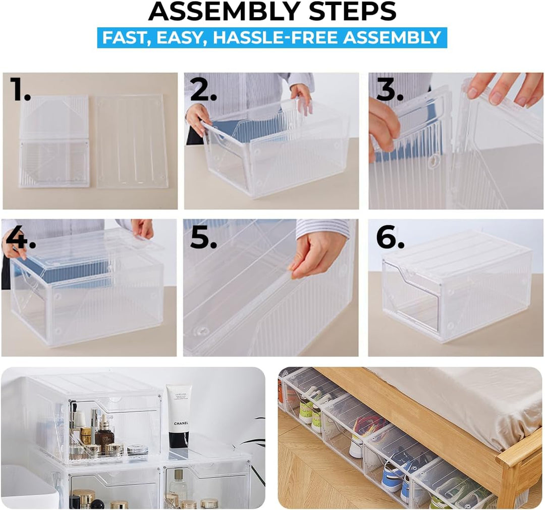 Schuhboxen organizer 10er Pack. Transparent Schuhaufbewahrung für Sneakers und Turnschuhe. Schuhe Sc