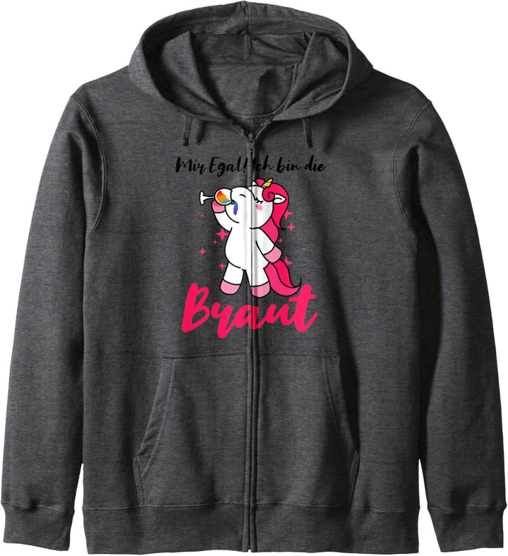 Ich bin die Braut JGA Party Junggesellen Einhorn Hochzeit Kapuzenjacke