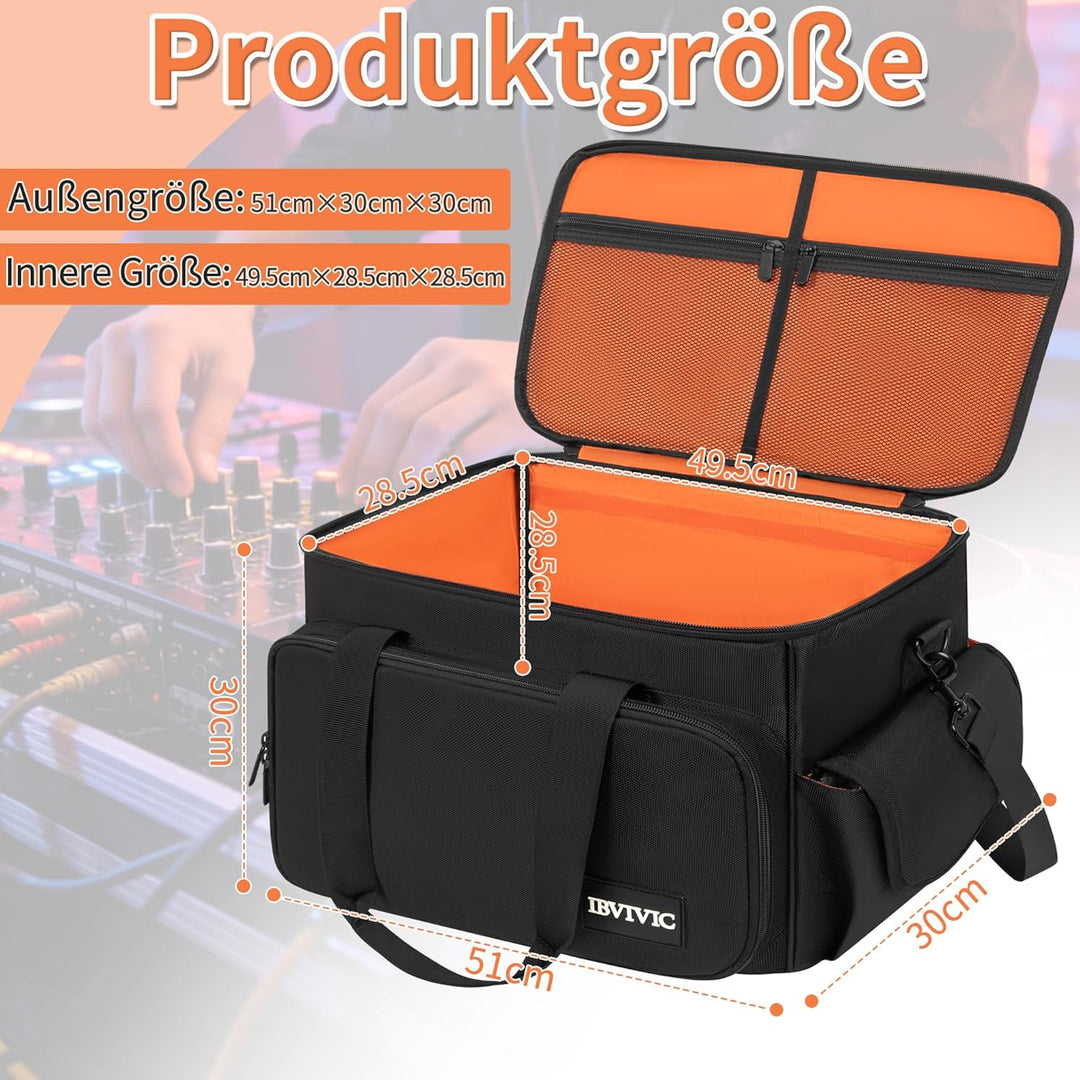 DJ Tasche, 1680D Nylon DJ Gigbag mit Abnehmbaren Trennwänden und Boden, DJ Kabel Organizer Tasche fü
