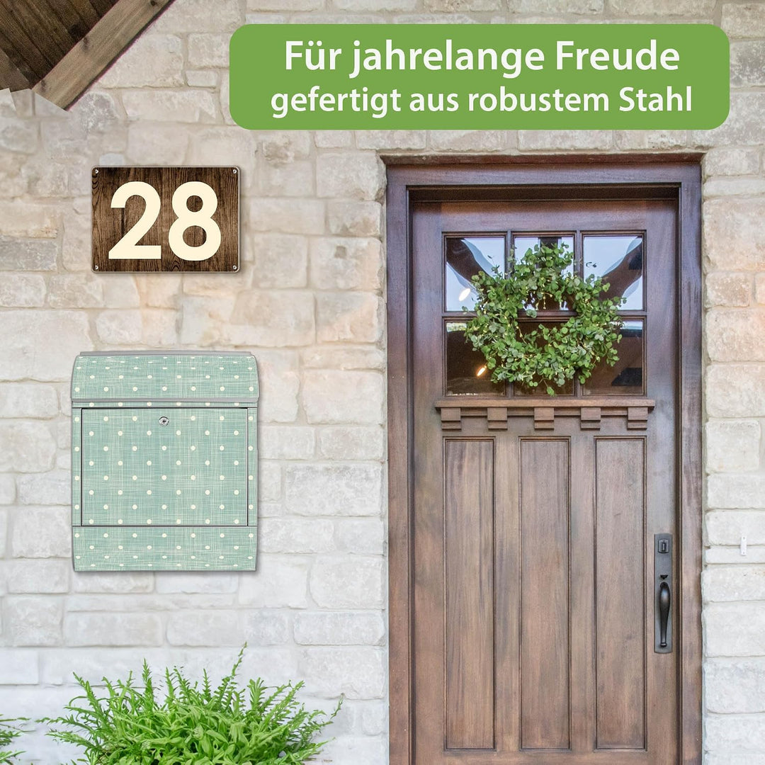 banjado Design Briefkasten personalisiert 38,5x46,5x13cm &amp; 2 Schlüssel - Briefkasten Stahl Weiss Zei