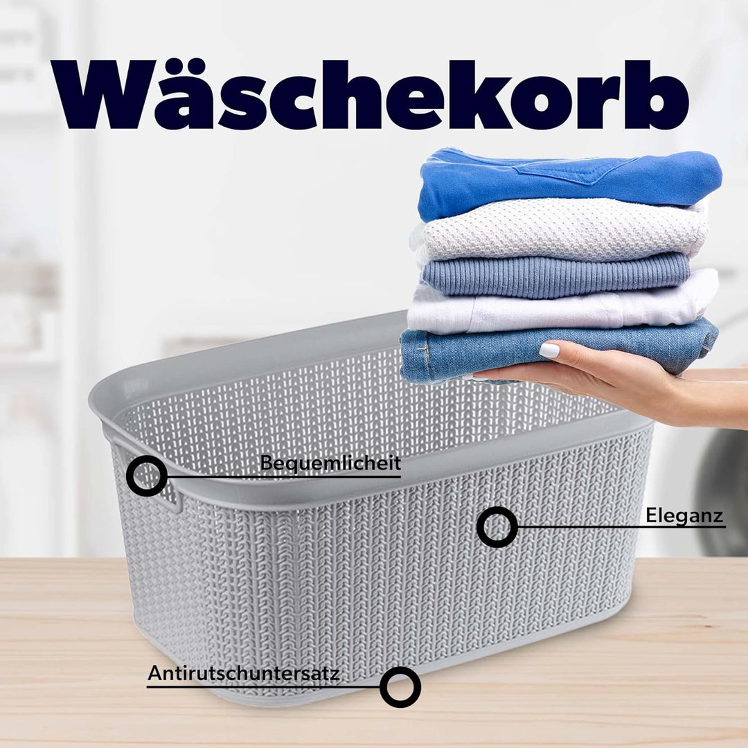 KADAX Wäschekorb, multifunktionaler Korb, 27 L, Wäschetruhe aus Kunststoff, Aufbewahrungskorb, Wäsch