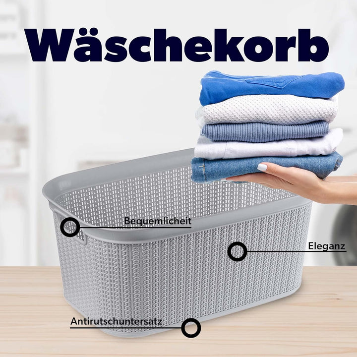 KADAX Wäschekorb, multifunktionaler Korb, 27 L, Wäschetruhe aus Kunststoff, Aufbewahrungskorb, Wäsch