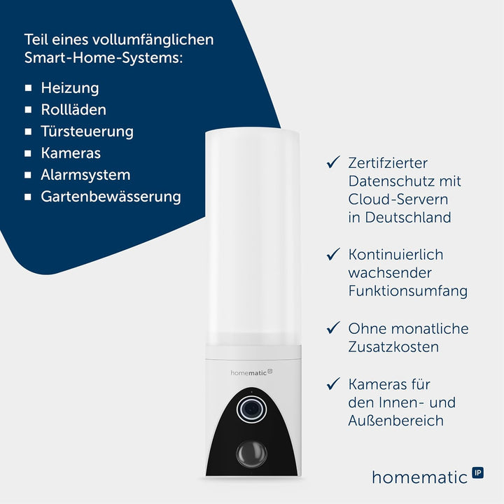 Homematic IP Aussenlichtkamera, Smart Home, Überwachungskamera für den Aussenbereich mit AI Bewegung