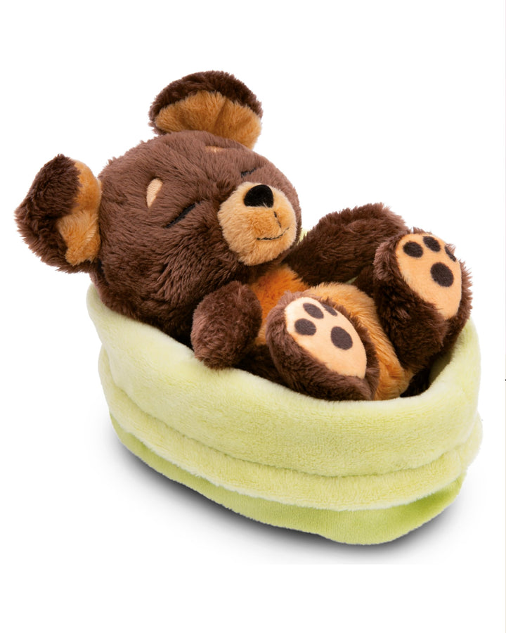 Kuscheltier Hund braun 12cm schlafend im Körbchen Hund Braun 0, Hund Braun 0