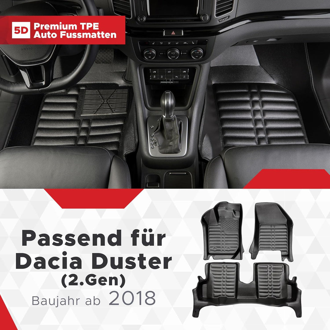 fussmattenprofi.com Auto Fussmatten Kompatibel mit Dacia Duster (2.Gen) Baujahr ab 2018 I 100% Passg
