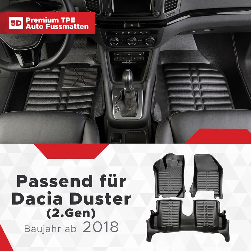 fussmattenprofi.com Auto Fussmatten Kompatibel mit Dacia Duster (2.Gen) Baujahr ab 2018 I 100% Passg