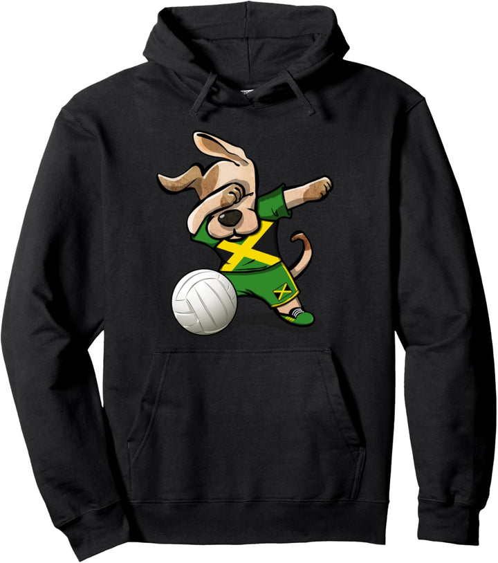 Tupfender Hund Jamaika Volleyball Jamaikanische Flagge Sport Pullover Hoodie