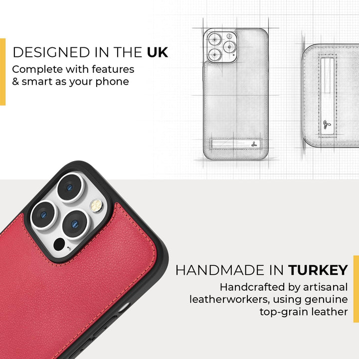 Snakehive Metro Lederhülle für Apple iPhone 14 Pro || Echtleder Handyhülle mit Standfunktion || Echt