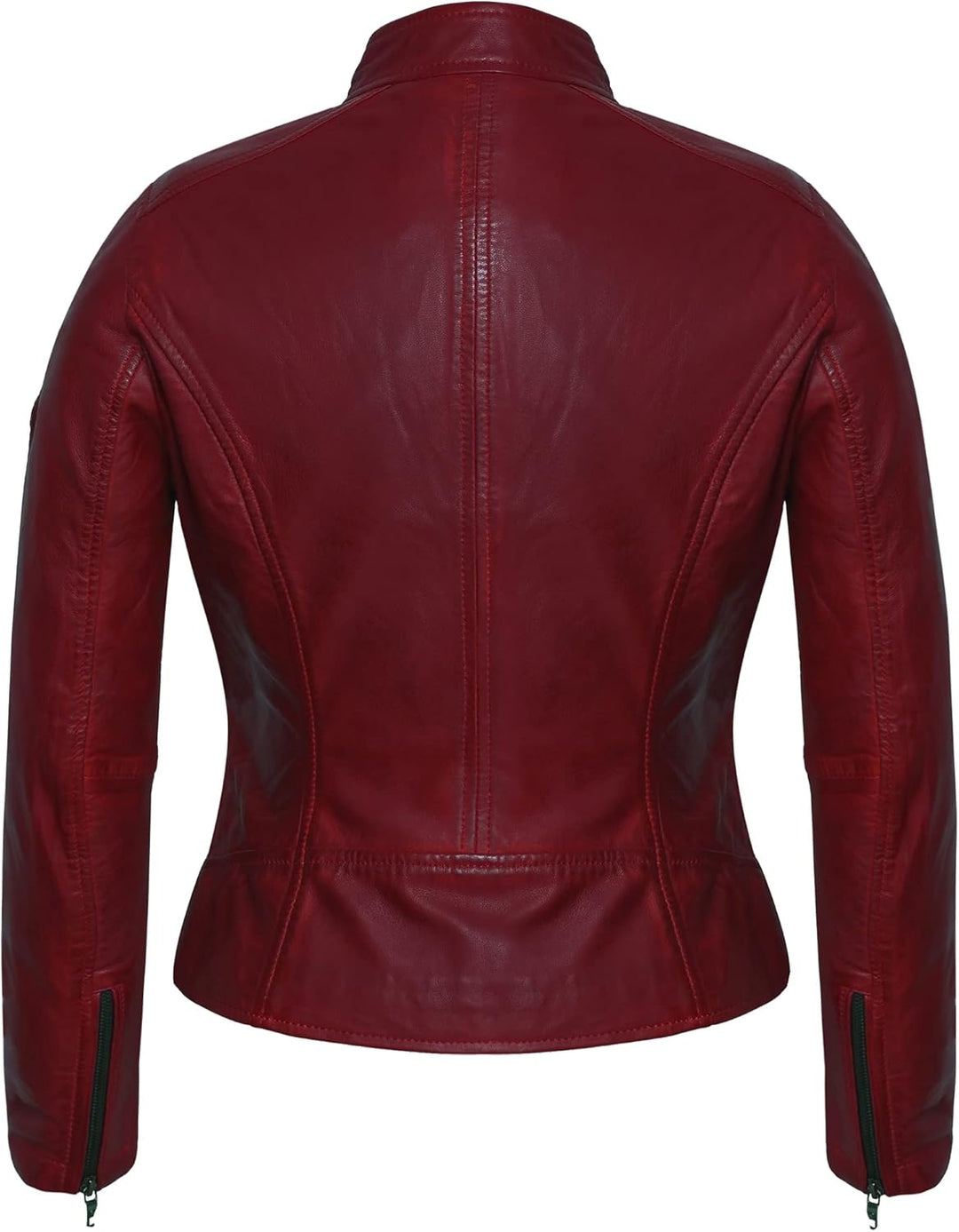 Bluepiel Damen Lederjacke KLARA Bikerjacke mit Stehkragen - Modernen Echtleder Jacke aus Lammnappa L