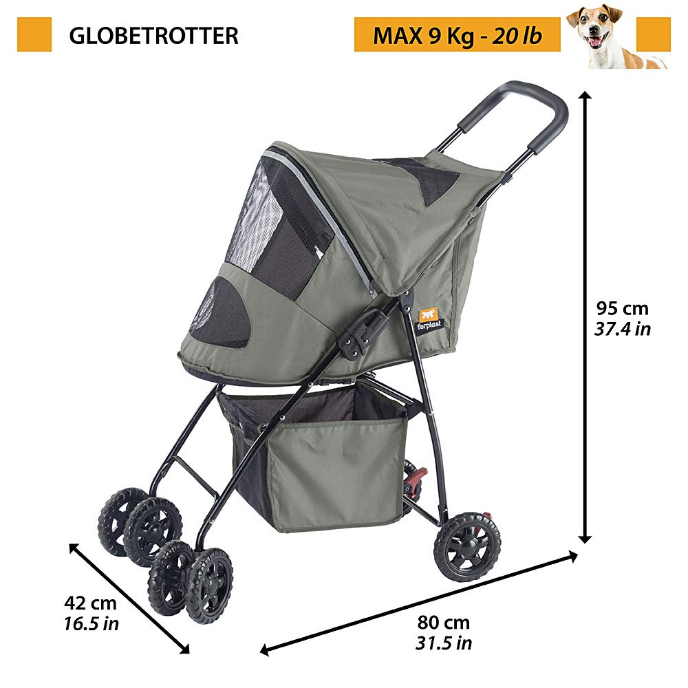 Ferplast Haustierwagen für kleine Hunde Globetrotter Faltbarer Buggy für kleine Hunde bis 9 kg, Falt