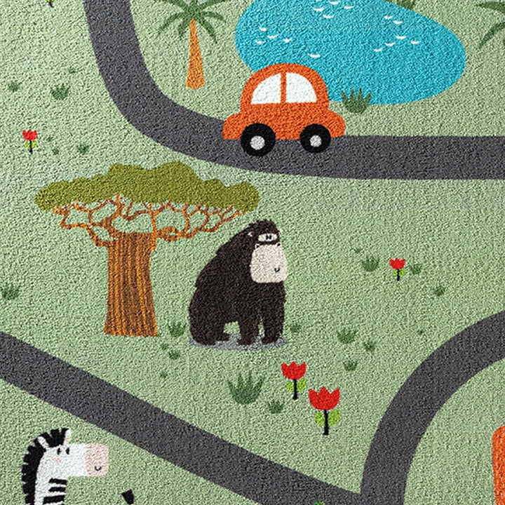Teppich-Traum Teppich Kinderzimmer Kinderteppich rutschfest waschbar Spielteppich Safari Strasse Aut