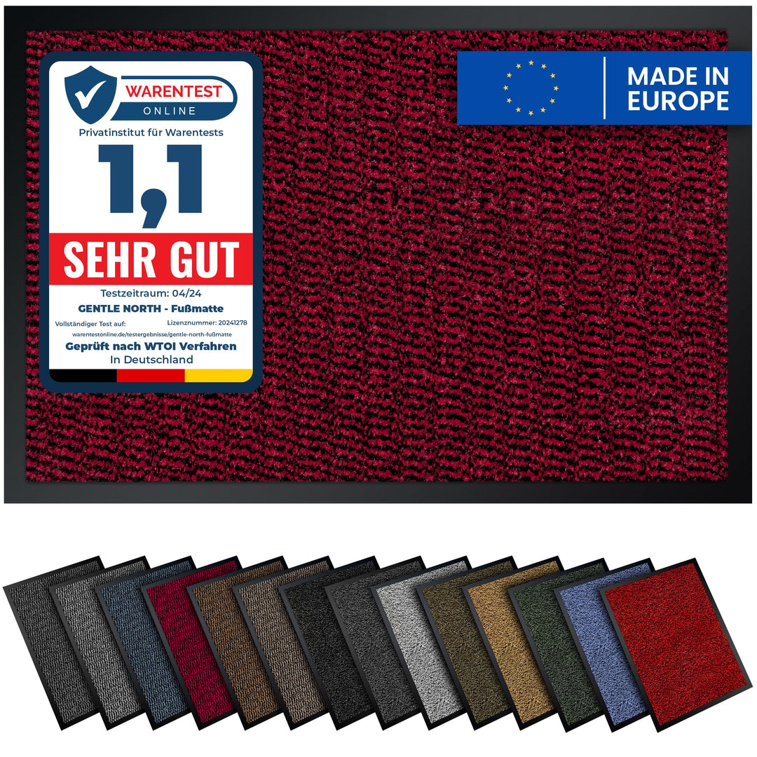 Gentle North Hochwertige Fussmatte rot schwarz 60x90cm gross für Innen & Aussen - Schmutzfangmatte r