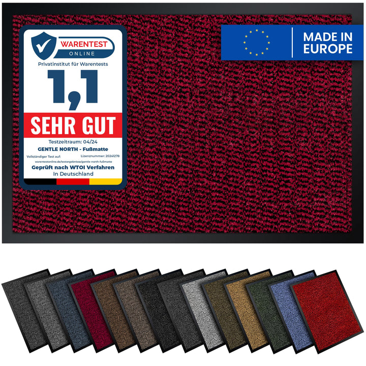 Gentle North Hochwertige Fussmatte rot schwarz 60x90cm gross für Innen & Aussen - Schmutzfangmatte r