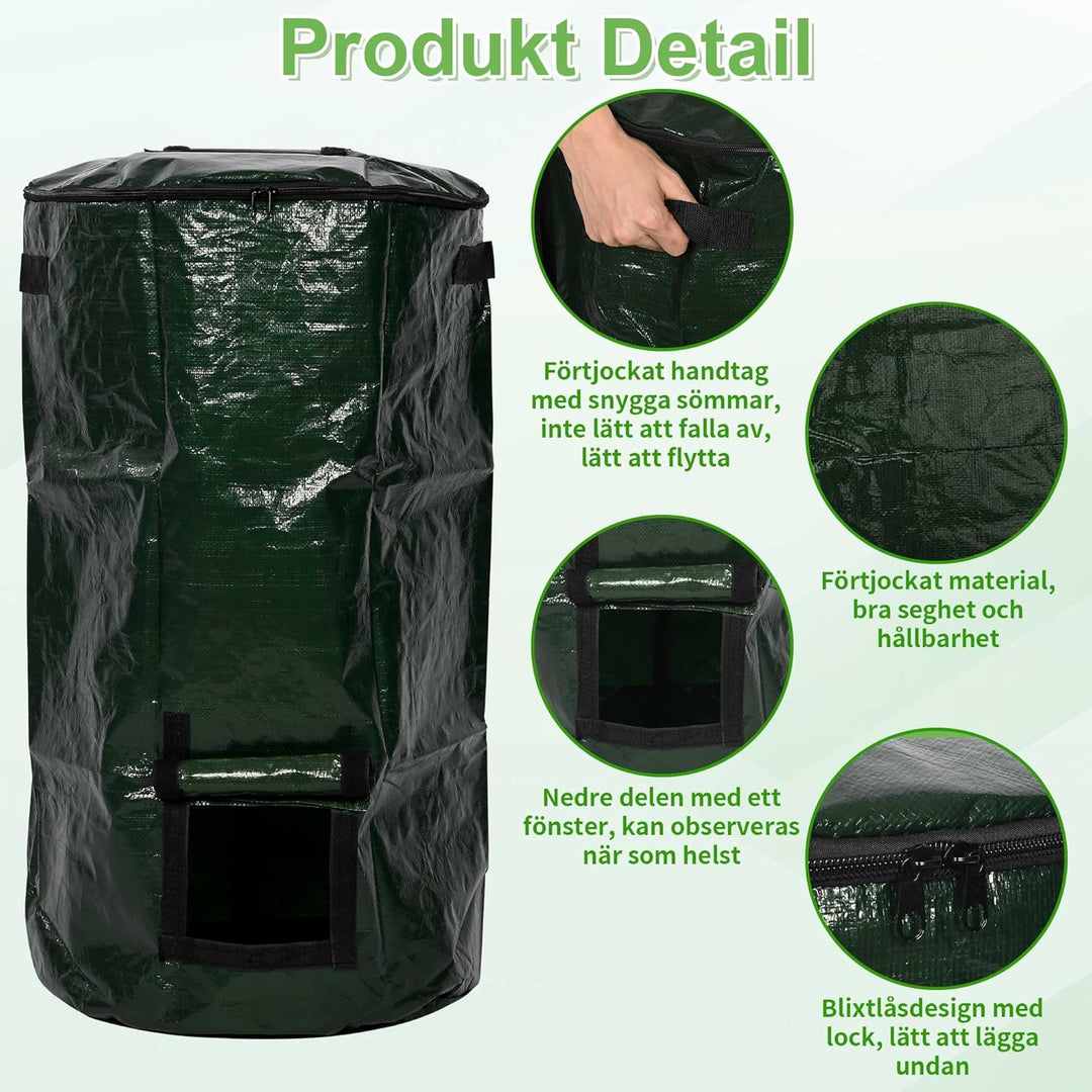 aleawol 2 Stück Stand up Komposter Garten 130 Liter Composter Garten Komposttonne Zylindrisch Schnel